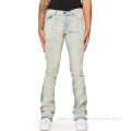 Slim Fit Hip Hop Flared Patchwork Stacked Jeans